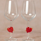 Weinglas mit Herz Figur | 2er Set | 3D | Murano Glas | Glas mit Figur | Handgemacht